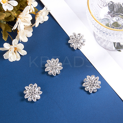 4Pcs 1-Hole Alloy Rhinestone Shank Buttons BUTT-GF0003-73-1