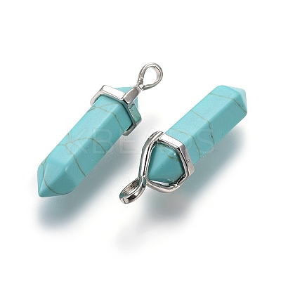 Synthetic Turquoise Double Terminated Pointed Pendants LS-G-E364-A07-1