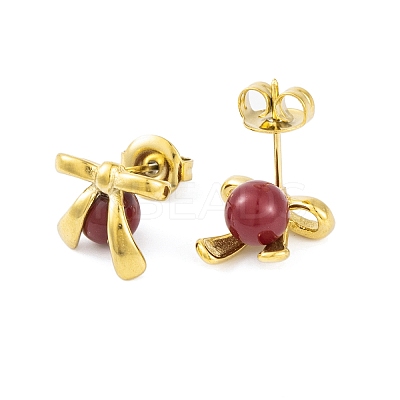 Ion Plating(IP) 304 Stainless Steel Enamel Stud Earrings for Women EJEW-A049-18G-01-1