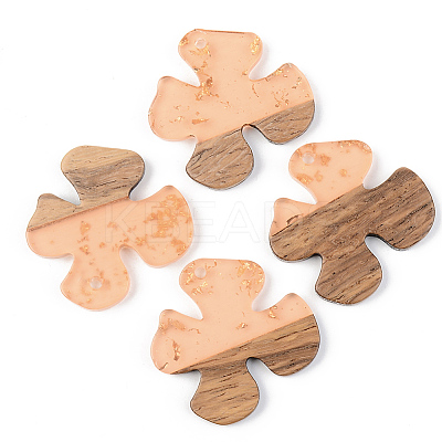 Transparent Resin & Walnut Wood Pendants RESI-S389-052B-B04-1