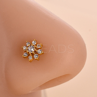 316L Surgical Stainless Steel Clear Cubic Zirconia L-Shaped Nose Rings WG09863-06-1