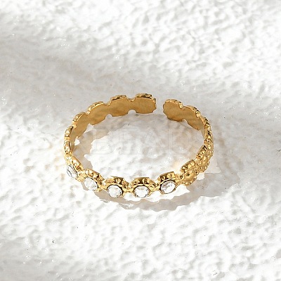 304 Stainless Steel Rhinestone Open Cuff Rings LS-RJEW-M070-02G-02-1