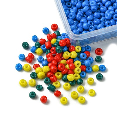 800pcs 4 Colors Baking Paint 15/0 Glass Round Seed Beads SEED-FS0001-21B-1