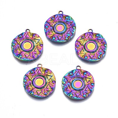 Rack Plating Rainbow Color Alloy Pendant Cabochon Settings PALLOY-N163-186-1