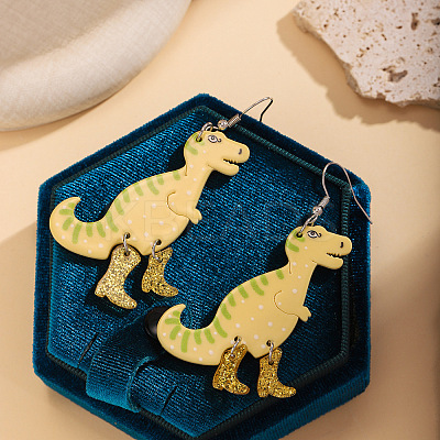 Cute Dinosaur Dangle Earrings with Glitter Boots Cartoon Animal Acrylic Earrings Trendy Jewelry for Women Teens FS-WG8687D-01-1