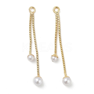 Brass ABS Plastic Pearl Pendants KK-U045-03G-1