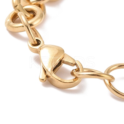 Ion Plating(IP) 304 Stainless Steel Rolo Chain Bracelets BJEW-F433-01G-1