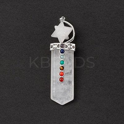 Chakra Themed Natural Quartz Crystal Big Pendants G-L524-12P-07-1