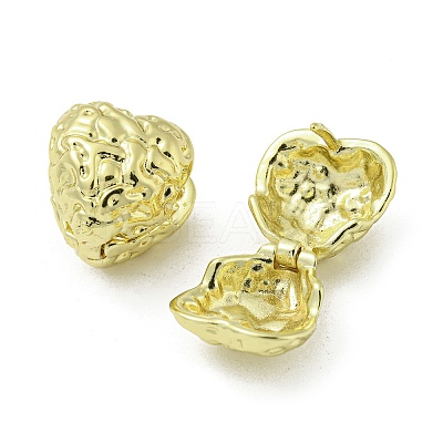 Textured Heart Rack Plating Brass Hoop Earrings EJEW-Z035-03G-1