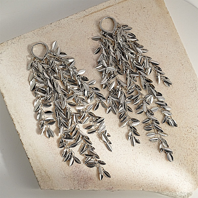 Leaf Tassel Brass Chandelier Earrings FS-WGB1A2D-02-1