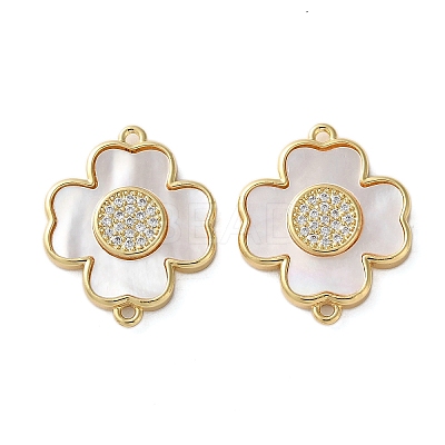 Brass Micro Pave Clear Cubic Zirconia Cross Connector Charms KK-U070-09B-G-1