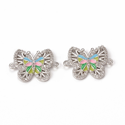 Brass Micro Pave Cubic Zirconia Connector Charms KK-E068-VB405-1