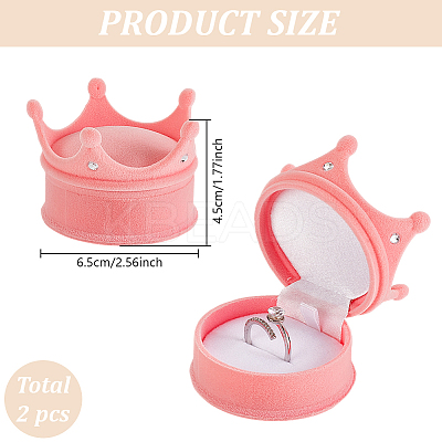 2Pcs Velvet Rings Gift Storage Boxes AJEW-GO0002-24B-01-1