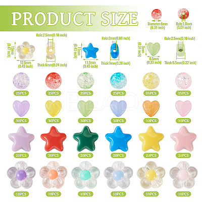 60Pcs 6 Colors Transparent Acrylic Beads TACR-TA0001-53-1
