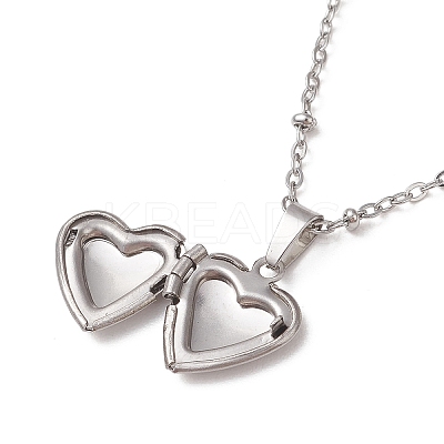 316 Stainless Steel Heart Locket Pendant 304 Stainless Steel Satellite Chain Necklaces for Women NJEW-JN05821-1