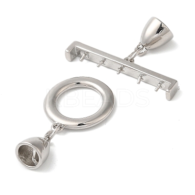 Brass Micro Pave Clear Cubic Zirconia Toggle Clasps KK-N254-77P-1