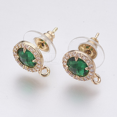 Faceted Glass Stud Earring Findings GLAA-F084-B02-1