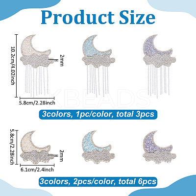 9Pcs Gleit & Rhinestone Embroider Self-adhesion Thread Iron on/Sew On Patches PATC-FG0003-57-1