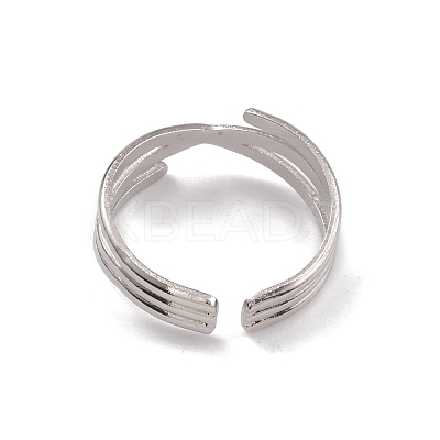 Non-Tarnish 304 Stainless Steel Criss Cross Open Cuff Rings for Women RJEW-G285-50P-1