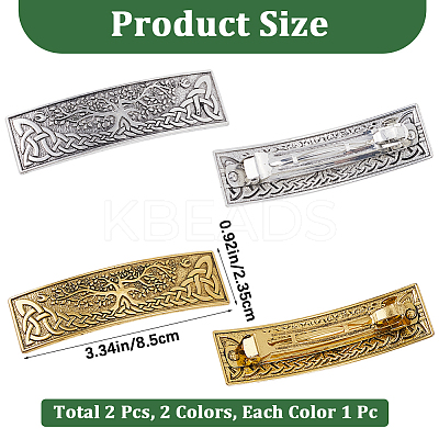 2Pcs 2 Colors Alloy Hair Barrettes OHAR-CP0001-29-1