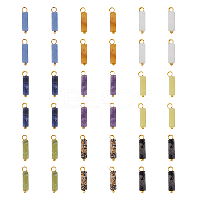 36Pcs 9 Styles Natural Mixed Gemstone Pendants PALLOY-AB00100-1