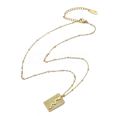 304 Stainless Steel Rectangle Snake Pendant Satellite Chain Necklace for Women LS-NJEW-F332-01G-1