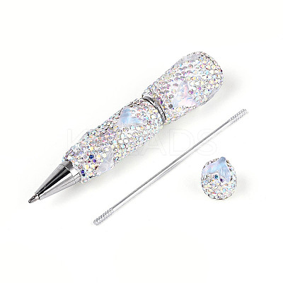 Fishtail Resin & Polymer Clay Pave Rhinestone Ball-Point Pen AJEW-T013-05G-1