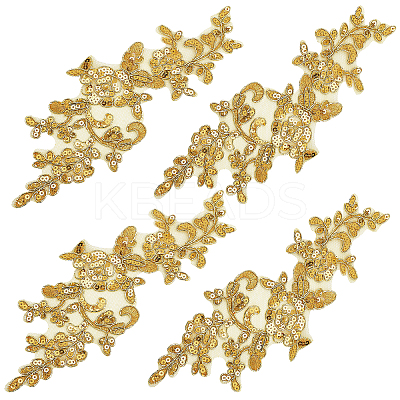 4 Pairs Leaves Polyster Embroidery Ornaments Accessories DIY-GF0005-69C-1