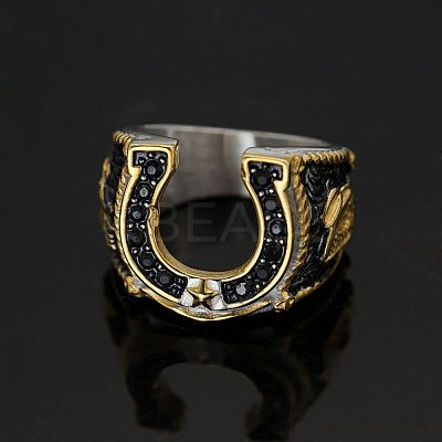 304 Stainless Steel Micro Pave Cubic Zirconia Finger Rings FS-WG5ACE0-05-1