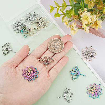 12Pcs 6 Style 304 Stainless Steel Pendants STAS-DC0011-32-1