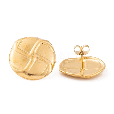 Ion Plating(IP) Flat Round 304 Stainless Steel Stud Earrings for Women EJEW-L272-014G-1