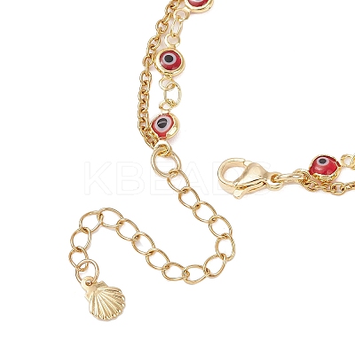 3Pcs 3 Colors Handmade Evil Eye Lampwork Link Multi-layered Bracelets BJEW-JB12213-1