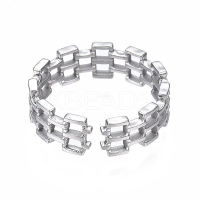 Non-Tarnish 304 Stainless Steel Square Open Cuff Ring RJEW-T023-15P-1