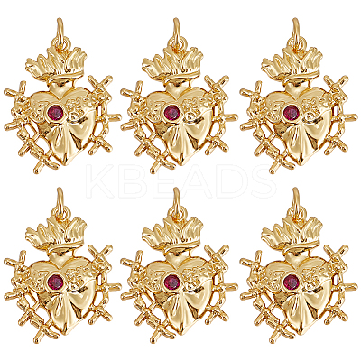 6Pcs Brass Micro Pave Cubic Zirconia Pendants ZIRC-BBC0002-20-1