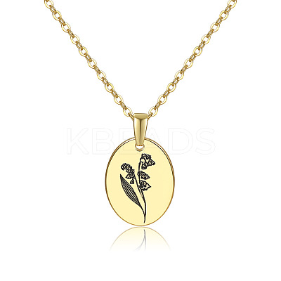 Brass Birth Month Flower Pendant Necklace HUDU-PW0001-034E-1-1
