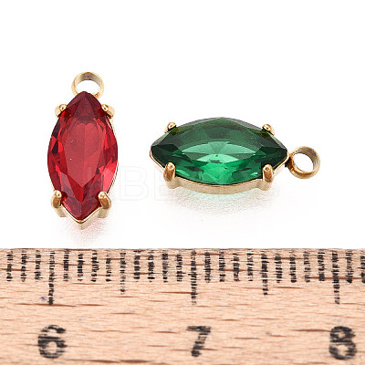 304 Stainless Steel and Cubic Zirconia Pendants STAS-T071-08M-G-1