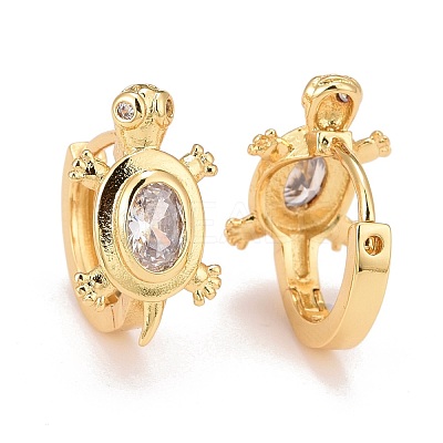 Real 18K Gold Plated Brass Cubic Zirconia Huggie Hoop Earrings EJEW-C012-06B-1