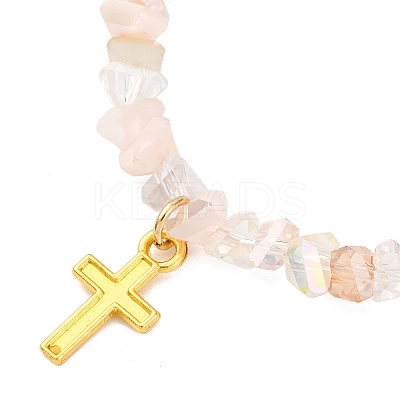 Alloy Cross Charm Bracelets BJEW-JB12323-03-1