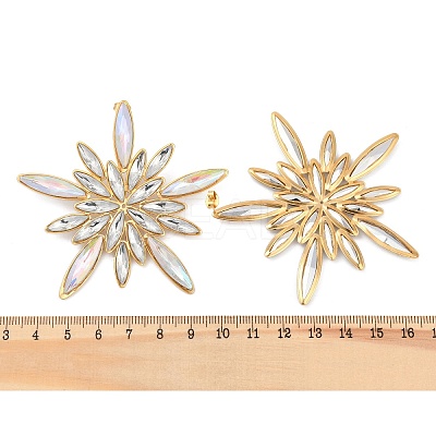 304 Stainless Steel Glass Stud Earrings for Women EJEW-M095-16G-1