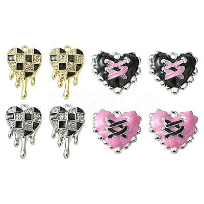 8Pcs 4 Style Valentine's Day Alloy Enamel Pendants FIND-FS0001-90-1