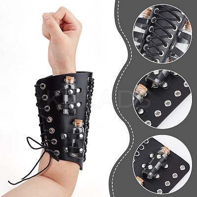 Imitation Leather Magician Potion Bottle Arm Guard AJEW-WH0080-11B-1