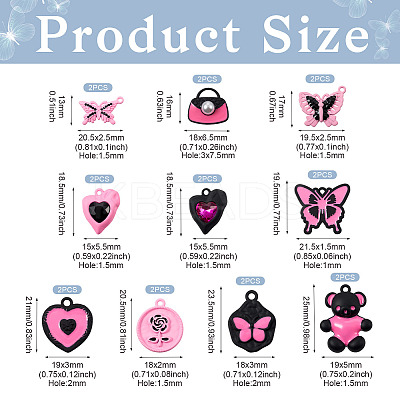 20Pcs 10 Style Spray Painted Alloy Pendants FIND-TA0002-89-1