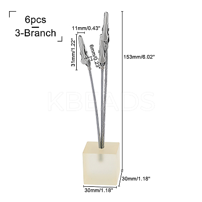 Small Three-Headed Silver Resin Cubic Base Alligator Beak Note Holder AJEW-WH0141-04B-1