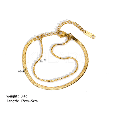Simple 304 Stainless Steel Chain Multi-strand Bracelets for Summer Beach PM6439-11-1