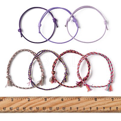 14Pcs 7 Colors Cotton Cord Bracelet Set for Men Women BJEW-FS00025-05-1