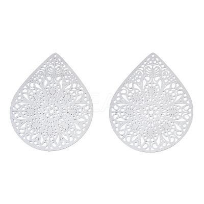 Non-Tarnish 201 Stainless Steel Filigree Pendants X-STAS-S118-036-1