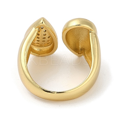 Rack Plating Brass Micro Pave Cubic Zirconia Cuff Finger Rings for Women RJEW-C114-19C-G-1