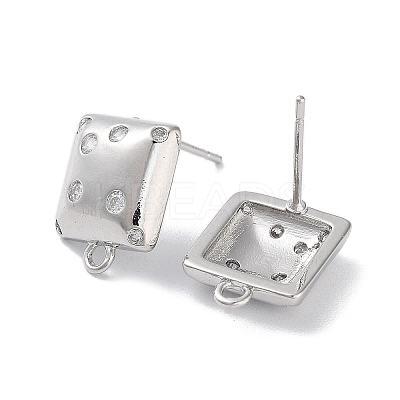 Brass Micro Pave Cubic Zirconia Stud Earring Findings KK-E107-12P-1