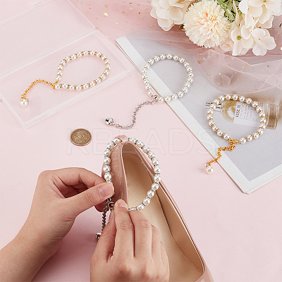 2 Pairs 2 Styles Women's Detachable ABS Plastic Imitation Pearl Beaded Shoe Laces for High Heels DIY-PH0022-88C-1