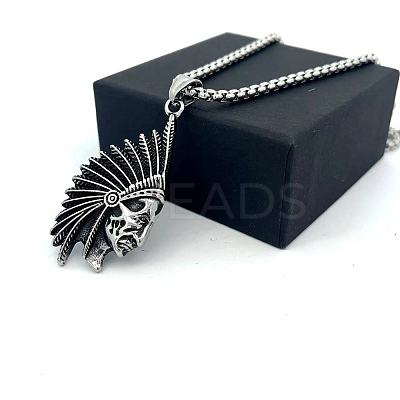 Vintage Native American 304 Stainless Steel Pendant Men’s Necklaces AR3449-1